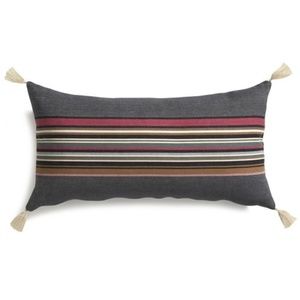 Crate&Barrel Grady Stripe Tassel Pillow in Berry